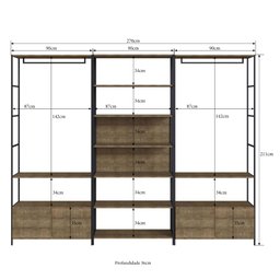 Estante Closet Industrial com 4 Gavetas - Carvalho/preto - 5