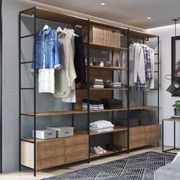 Estante Closet Industrial com 4 Gavetas - Carvalho/preto - 1