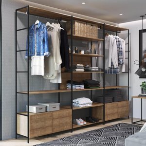 Estante Closet Industrial com 4 Gavetas - Carvalho/preto