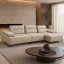 Ver imagem 1 de Sofá 4 Lugares com Chaise para Sala Living 291cm Modular Pés Industrial Oslo L06 Couro Bege Areia