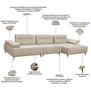Ver imagem 5 de Sofá 4 Lugares com Chaise para Sala Living 291cm Modular Pés Industrial Oslo L06 Couro Bege Areia