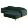 Sofá 255cm 4 Lugares com Chaise Direito Pés Gold Molino C-117 Linho Verde - Domi - 1