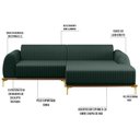 Ver imagem 6 de Sofá 255cm 4 Lugares com Chaise Direito Pés Gold Molino C-117 Linho Verde - Domi