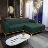 Sofá 255cm 4 Lugares com Chaise Direito Pés Gold Molino C-117 Linho Verde - Domi - 5