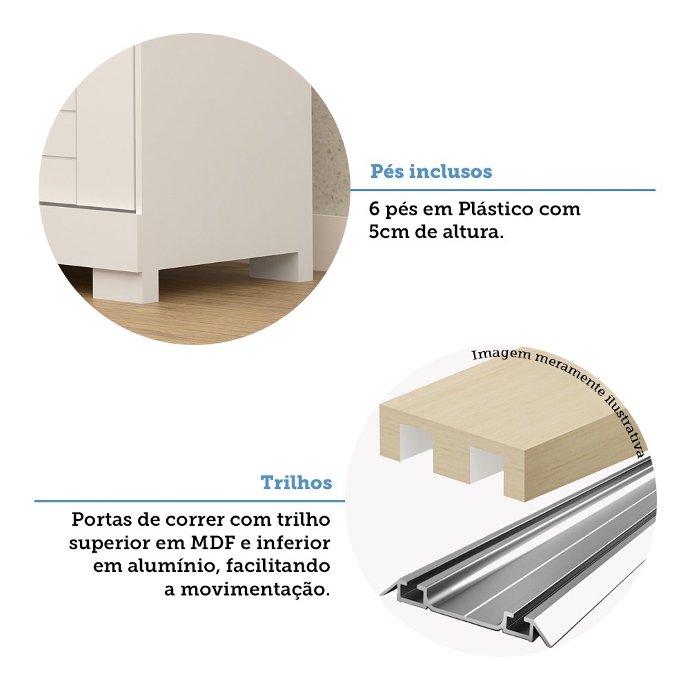 Guarda Roupa Solteiro 140cm 2 Portas de Correr 100% Mdf Cinerária Espresso Móveis - 8