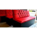 Ver imagem 3 de Poltrona Sofá Booth 1,10cm Assento e Encosto Vermelho Capitone a Mão Base Preto Sku232
