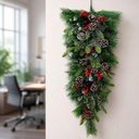 Ver imagem 2 de Guirlanda Natalina Nevada Decoração Coroa Parede Porta Verde 85cm