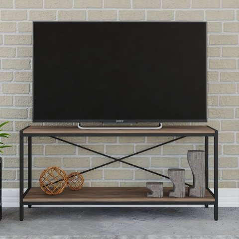 Rack Industrial para TV até 50 Polegadas 120cm 2 Prateleiras Active Yescasa Marrom