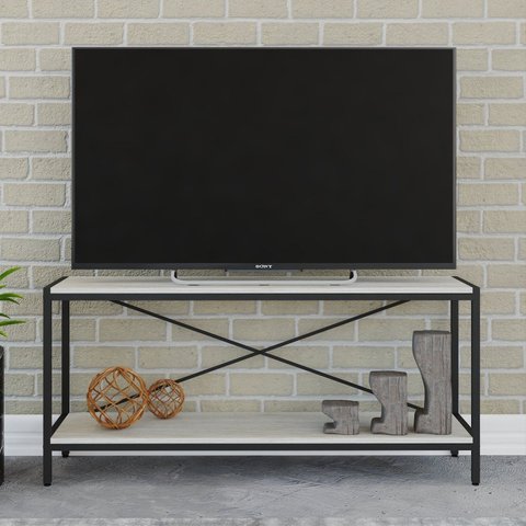 Rack Industrial para TV até 50 Polegadas 120cm 2 Prateleiras Active Yescasa Branco