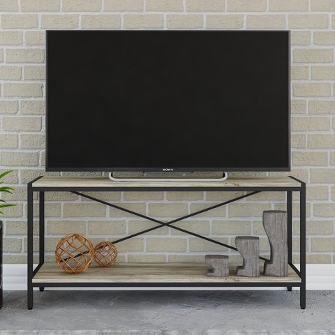 Rack Industrial para TV até 50 Polegadas 120cm 2 Prateleiras Industrial Active Yescasa Marrom