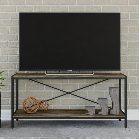 Rack Industrial para TV até 50 Polegadas 120cm 2 Prateleiras Industrial Active Yescasa Marrom