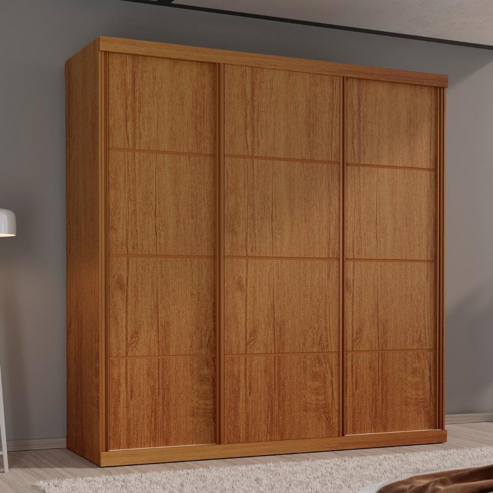 Guarda-roupa Casal Eco 01 100% Mdf 3 Portas 4 Gav Bom Pastor - Naturale