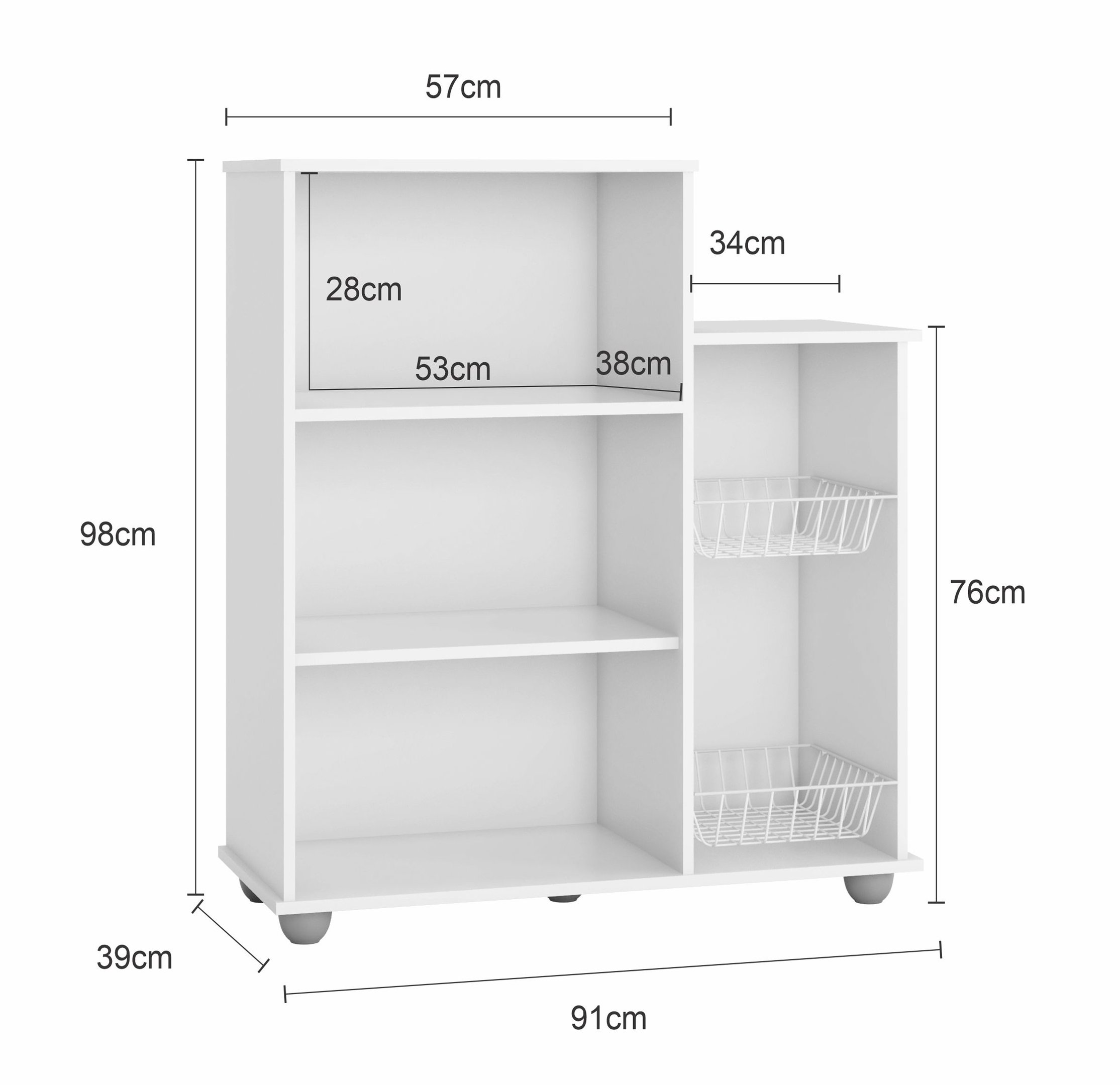 Armario Sollys Multiuso Fruteira para Cozinha Premium Estilo Moderno 2 Portas Cor Branco - 6