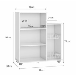 Armario Sollys Multiuso Fruteira para Cozinha Premium Estilo Moderno 2 Portas Cor Branco - 6