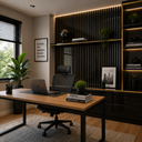 Ver imagem 3 de Kit 10 Placas Painel Ripado Decorativo Preto Premium com Friso Dourado Espelhado 90x16cm