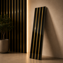 Ver imagem 1 de Kit 10 Placas Painel Ripado Decorativo Preto Premium com Friso Dourado Espelhado 90x16cm
