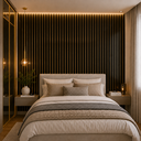 Ver imagem 4 de Kit 10 Placas Painel Ripado Decorativo Preto Premium com Friso Dourado Espelhado 90x16cm