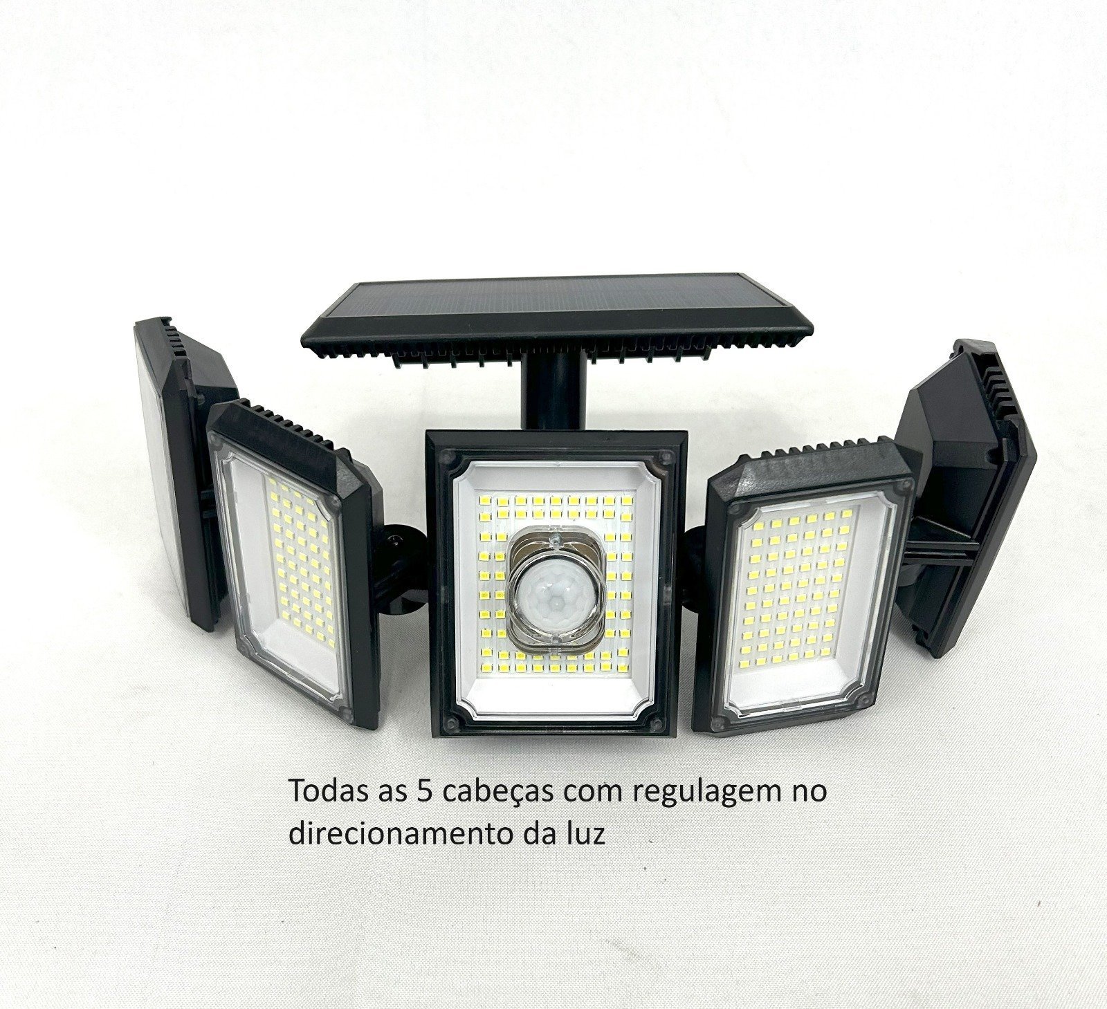 Luminária Solar com Sensor e Controle Remoto 300 Leds 5 Cabeças Placa Acoplada - 2