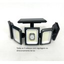 Ver imagem 2 de Luminária Solar com Sensor e Controle Remoto 300 Leds 5 Cabeças Placa Acoplada