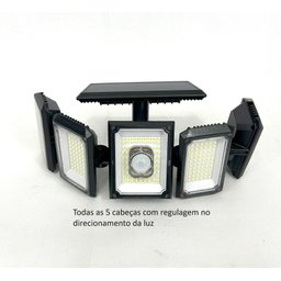 Luminária Solar com Sensor e Controle Remoto 300 Leds 5 Cabeças Placa Acoplada - 2