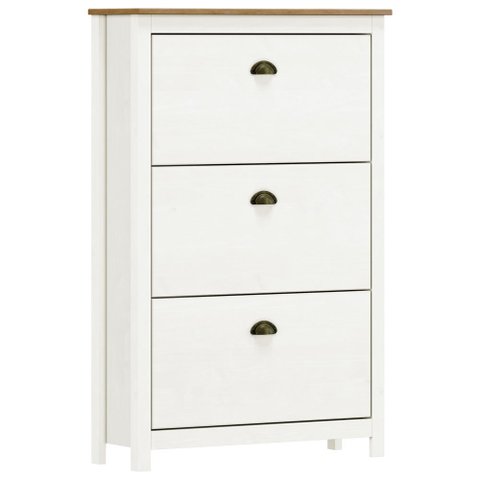 Sapateira Vertical 3 Portas Madeira Maciça Mazzaro F06 Branco Freijó - Lyam Decor