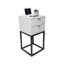 Ver imagem 1 de Mesa de Cabeceira Industrial 30cm Branco 2 Gavetas Pés Ferro Preto para Quarto Cama