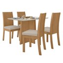 Ver imagem 2 de Conjunto Sala de Jantar 4 Lugares Retangular Tampo Vidro/MDF 120cm Mesa Celebrare Cadeiras Athenas Marrom Amêndoa Clean/Off White/Linho Rinzai Bege