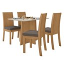 Ver imagem 2 de Conjunto Sala de Jantar 4 Lugares Retangular Tampo MDF Mesa Celebrare e Cadeiras Athenas Marrom Amêndoa Clean/Off White/Suede Animale Bege