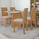 Ver imagem 1 de Conjunto Sala de Jantar 4 Lugares Retangular Tampo MDF Mesa Celebrare e Cadeiras Athenas Marrom Amêndoa Clean/Off White/Linho Rinzai Bege