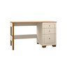 Escrivaninha Office 136cm 3 Gavetas Pés em Madeira Fenix Offwhite com Nature - Rede Móveis - 2