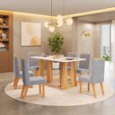 Ver imagem 6 de Mesa Karen 170 Cedro Off White com Kit 6 Cadeiras Sara Cedro Linho Neblina-DJ Móveis