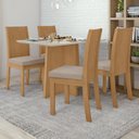 Ver imagem 1 de Conjunto Sala de Jantar 4 Lugares Retangular Tampo Vidro/MDF 120cm Mesa Celebrare Cadeiras Athenas