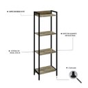 Ver imagem 5 de Estante de Livros Industrial Aço 45CMX146CM Multiuso 4 Prateleiras Active Yescasa Marrom/Carvalho