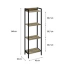 Ver imagem 4 de Estante de Livros Industrial Aço 45CMX146CM Multiuso 4 Prateleiras Active Yescasa Marrom/Carvalho