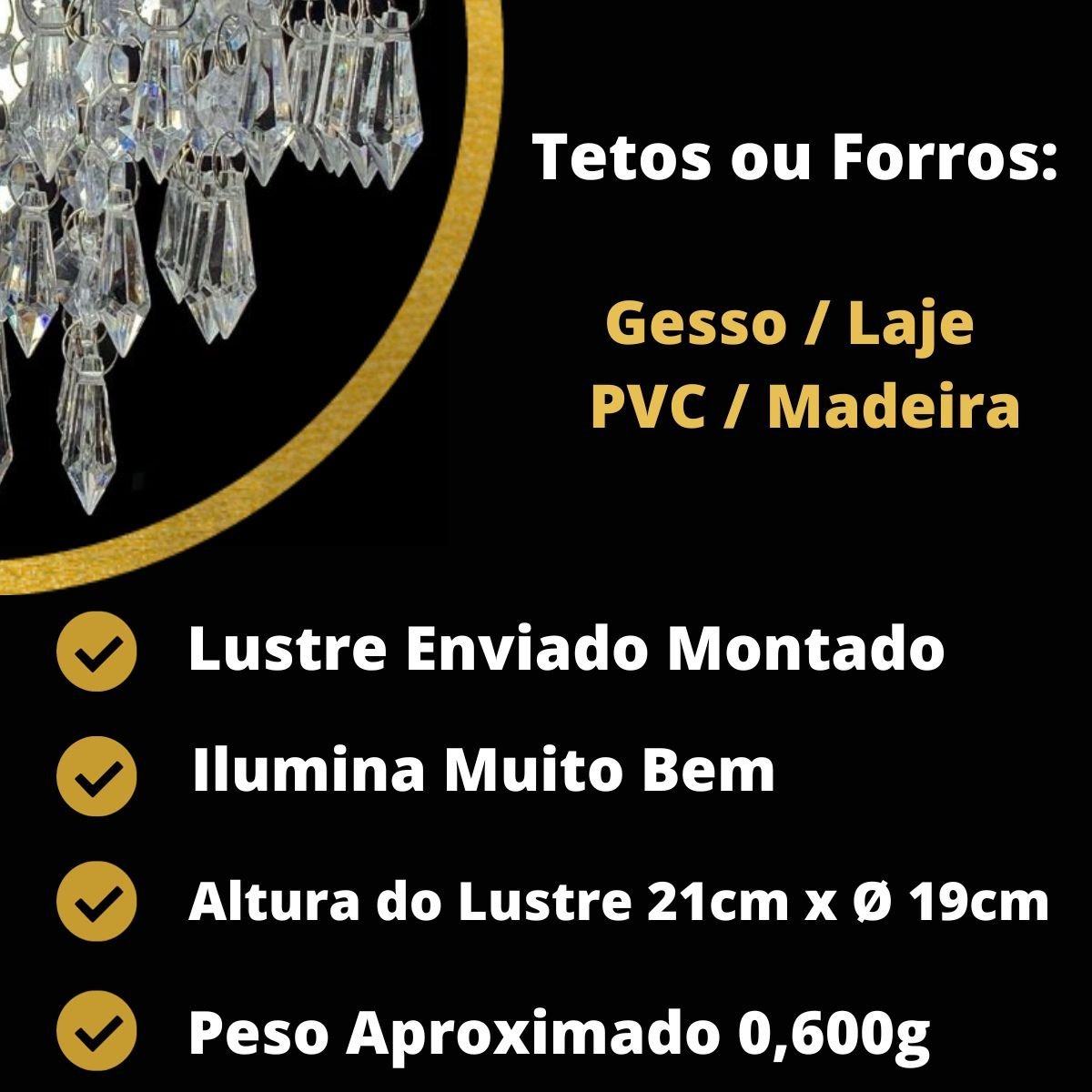 Lustre Cristal Acrílico Decoração Sala Iluminação Para Banheiro Decorar Quarto Design Morderno 19x21 - 4