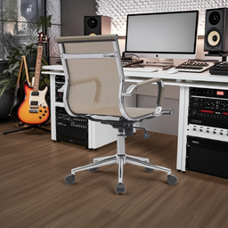 Kit 2 Cadeiras de Escritório Diretor Eames em Tela - Dourada - 17