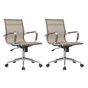 Kit 2 Cadeiras de Escritório Diretor Eames em Tela - Dourada