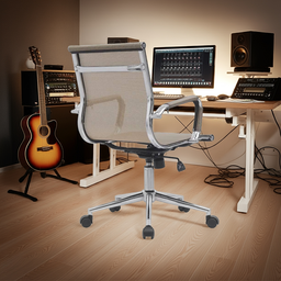 Kit 2 Cadeiras de Escritório Diretor Eames em Tela - Dourada - 19