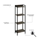 Ver imagem 5 de Estante de Livros Industrial Aço 45CMX146CM Multiuso 4 Prateleiras Active Yescasa Marrom/Carvalho Dark