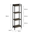 Ver imagem 4 de Estante de Livros Industrial Aço 45CMX146CM Multiuso 4 Prateleiras Active Yescasa Marrom/Carvalho Dark
