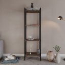 Ver imagem 6 de Estante de Livros Industrial Aço 45CMX146CM Multiuso 4 Prateleiras Active Yescasa Marrom/Nogal