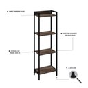 Ver imagem 5 de Estante de Livros Industrial Aço 45CMX146CM Multiuso 4 Prateleiras Active Yescasa Marrom/Nogal