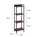 Ver imagem 4 de Estante de Livros Industrial Aço 45CMX146CM Multiuso 4 Prateleiras Active Yescasa Marrom/Nogal