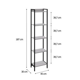 Estante para Livros Industrial Aço Multiuso 5 Prateleiras 187cmx45cm Active Yescasa - 4