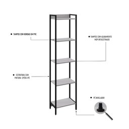Estante para Livros Industrial Aço Multiuso 5 Prateleiras 187cmx45cm Active Yescasa - 5