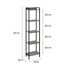 Estante para Livros Industrial Aço Multiuso 5 Prateleiras 187cmx45cm Active Yescasa - 4