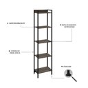 Ver imagem 5 de Estante de Livros Industrial Aço 45CMX187CM Multiuso 5 Prateleiras Active Yescasa Marrom/Carvalho Dark