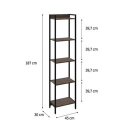 Estante para Livros Industrial Aço Multiuso 5 Prateleiras 187cmx45cm Active Yescasa - 4