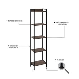 Estante para Livros Industrial Aço Multiuso 5 Prateleiras 187cmx45cm Active Yescasa - 5