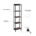 Ver imagem 5 de Estante de Livros Industrial Aço 45CMX187CM Multiuso 5 Prateleiras Active Yescasa Marrom/Nogal